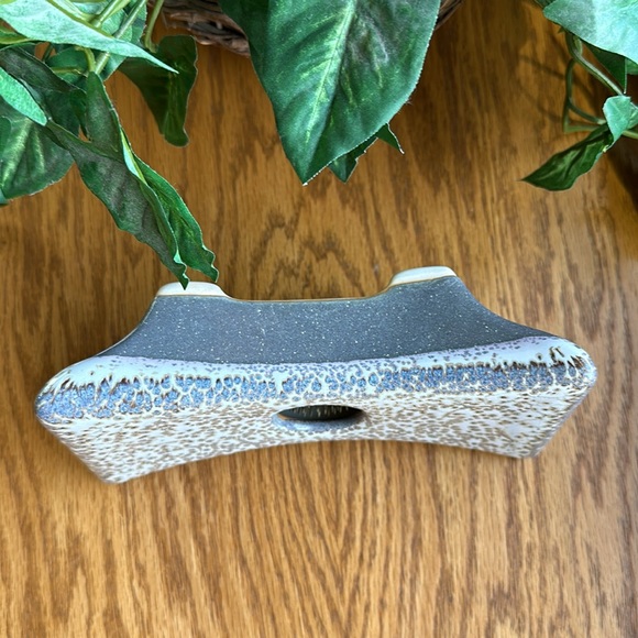 Ikebana Japanese Floral Arrangement Pottery Vase w Flower Frog Coyote Roadhouse - Picture 3 of 9